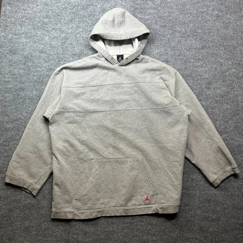 Jordan Fleece‎ Hoodie Men's 2XL Gray Long Sleeve Pullover Sports Y2K USA Made